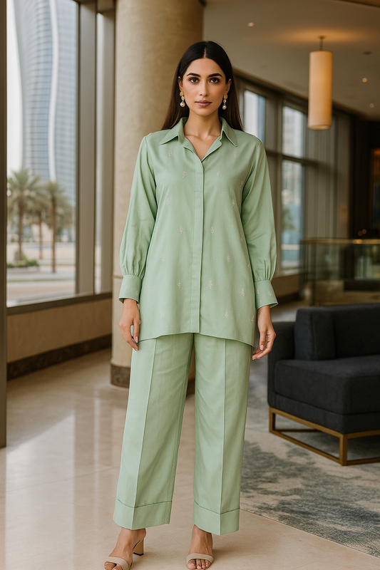 AMNA IQBAL - Mint Green Coord Set