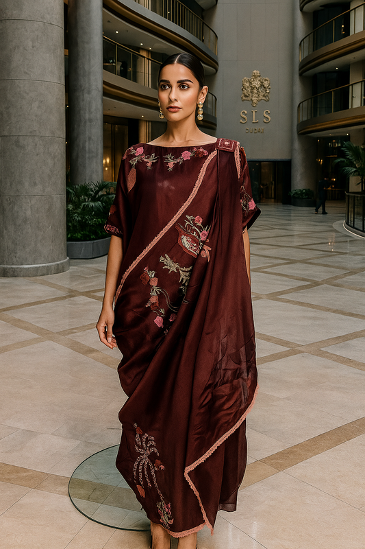 MAHOGANY - Brown with Drape Dupatta