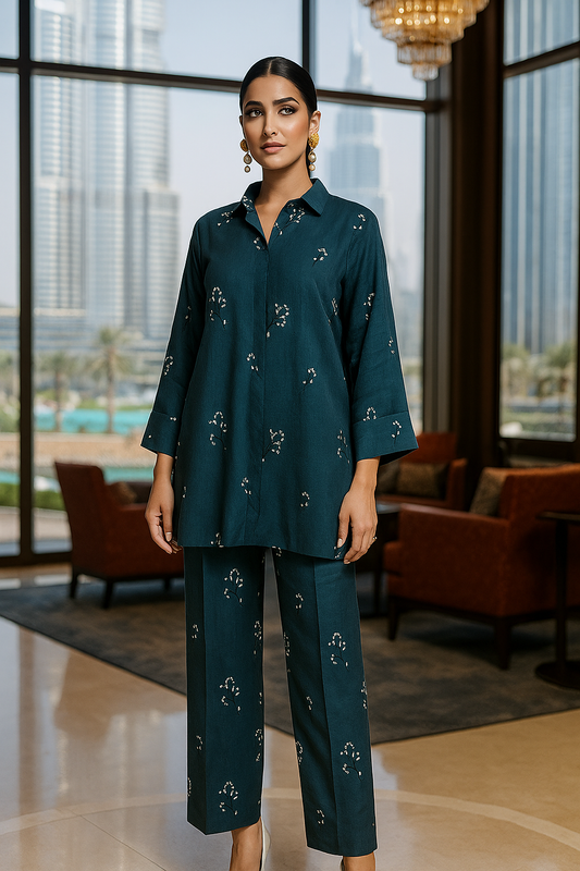 AMNA IQBAL - Teal Geen Co-ord Set