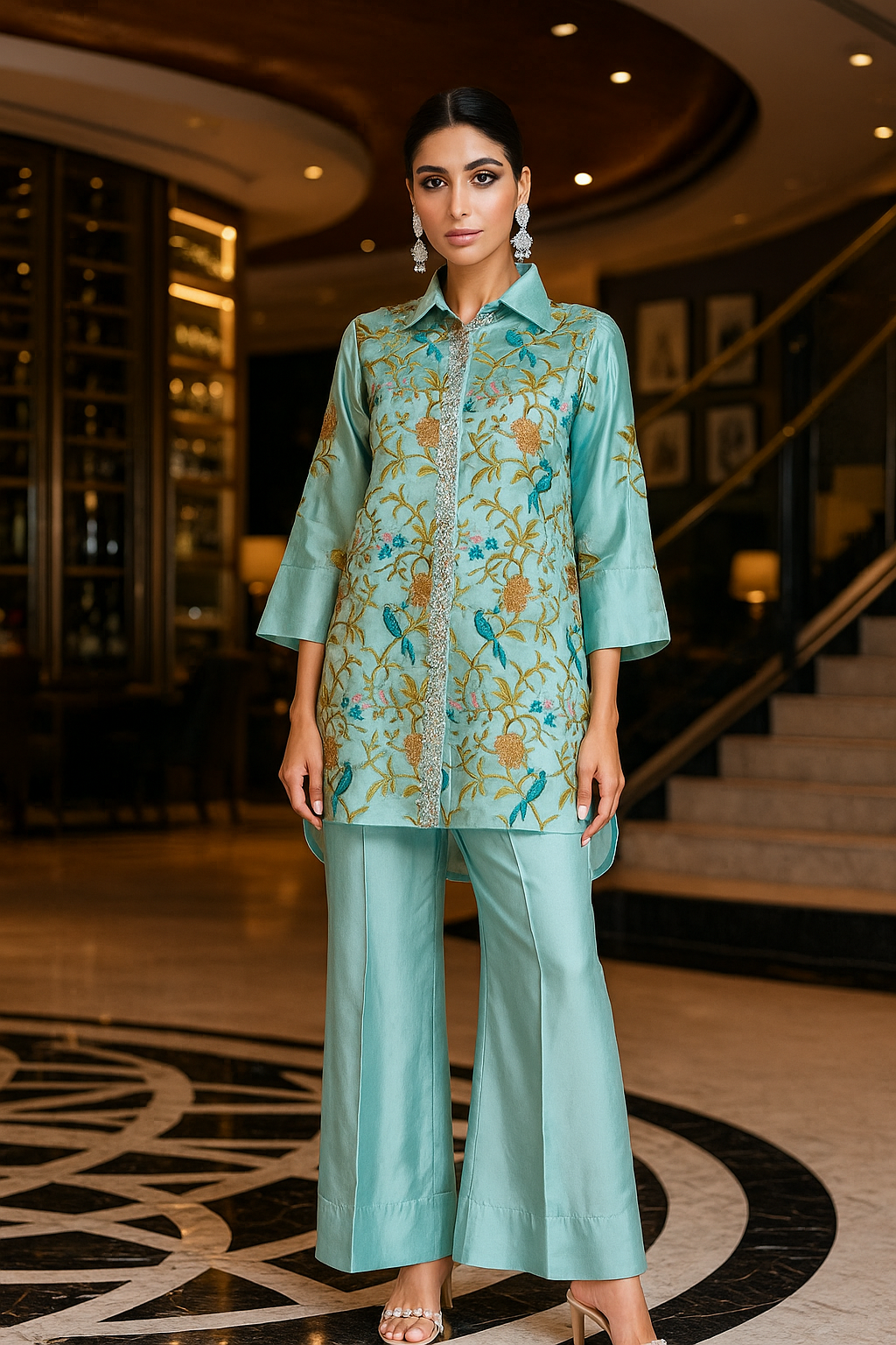 ASHJAIN SAFWAN - Light Blue Embroidered