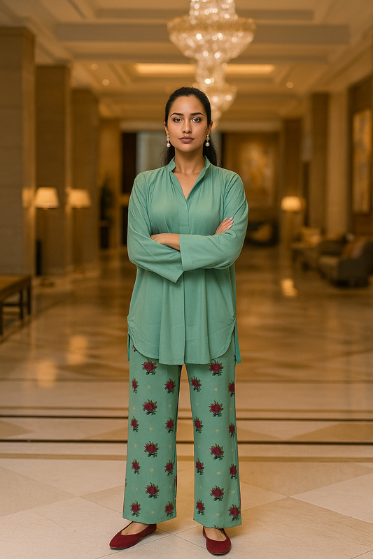 SOBIA GULZAD - Green Printed Pants