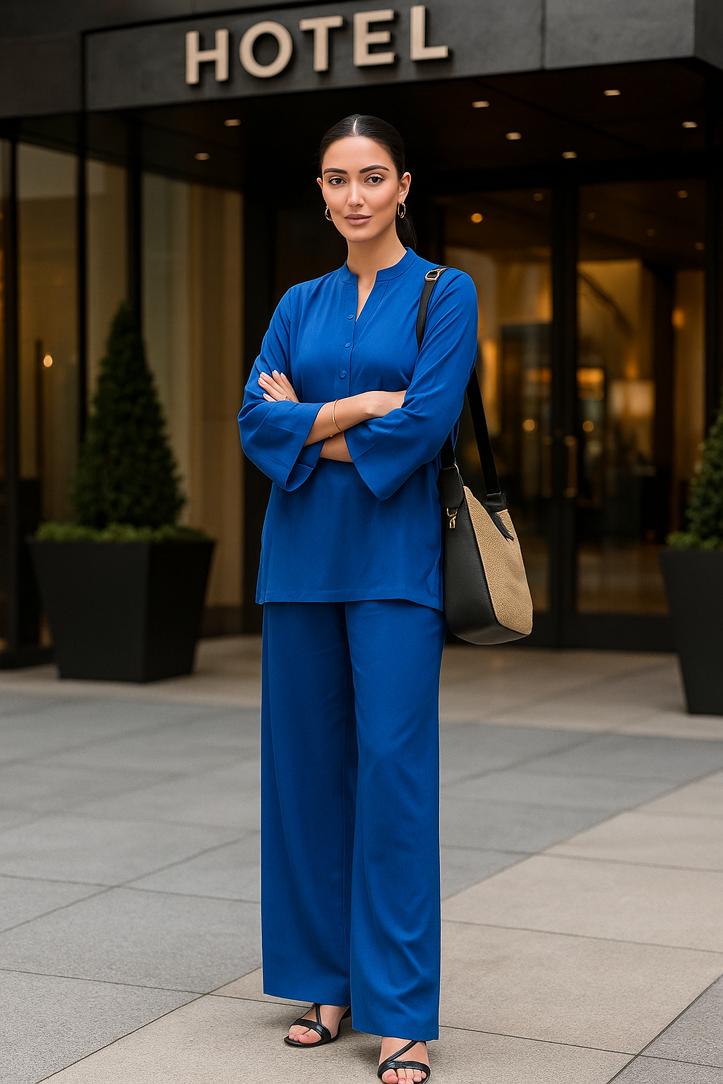 SOBIA GULZAD - Blue Buttoned Linen Set
