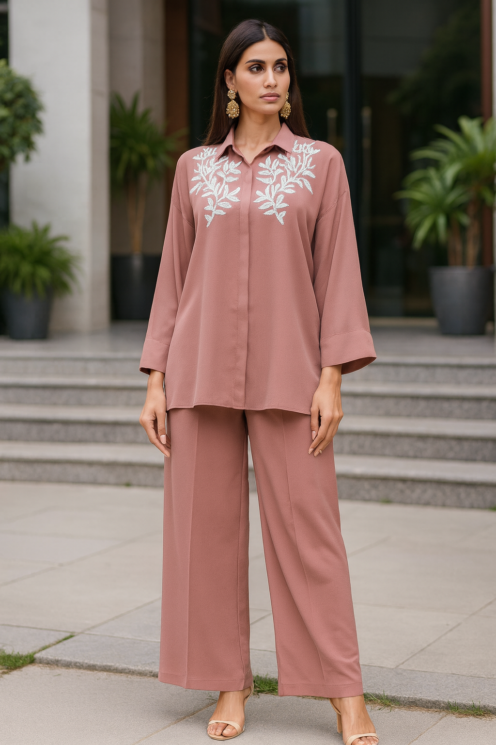 AMNA IQBAL - Tea Pink Amaya Coordset