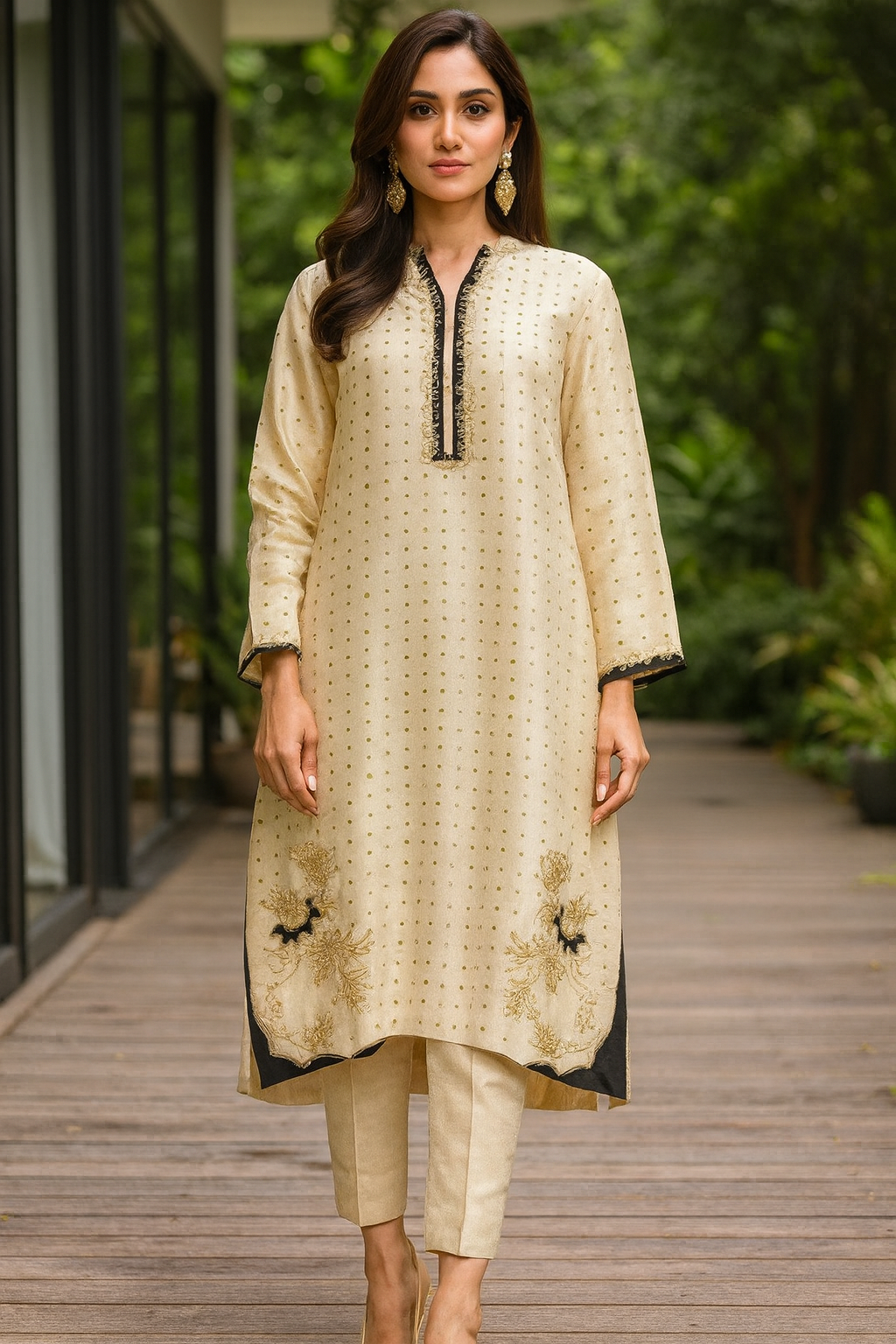 AMNA IQBAL - Cream And Black