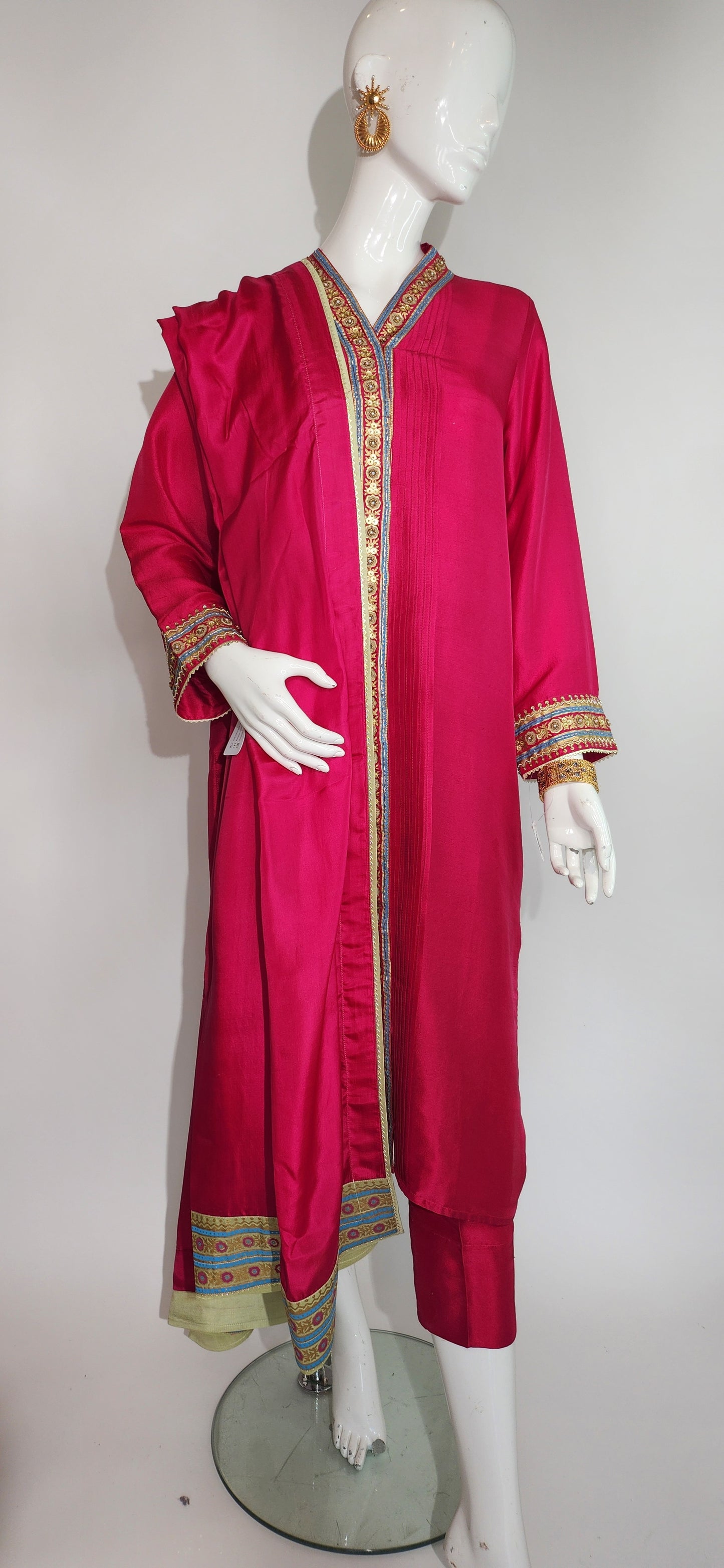 KOMAL LAKHANI- Komal Green B/Print in C/Maroon