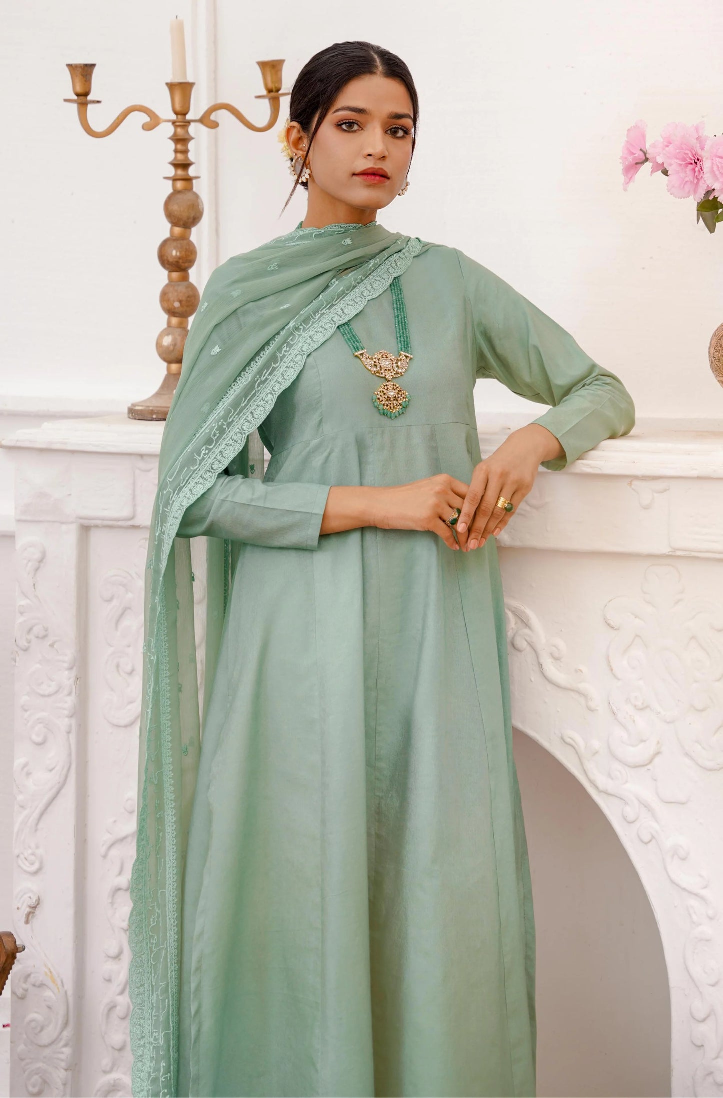 Manto -  Jahaan Anarkali Sage Green