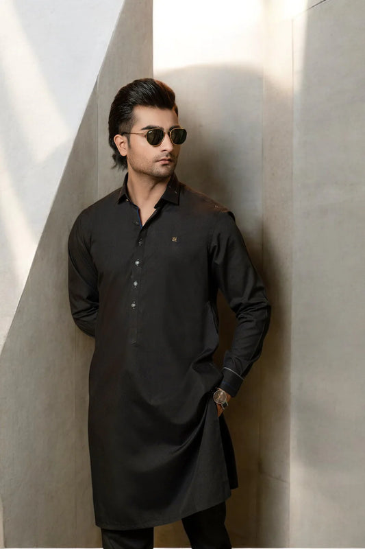 KUNZUL CHANNAR MENSWEAR- Black kurta