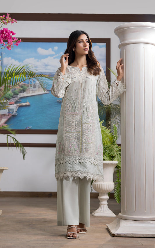THREADS AND MOTIFS - Mint Chikan Lawn