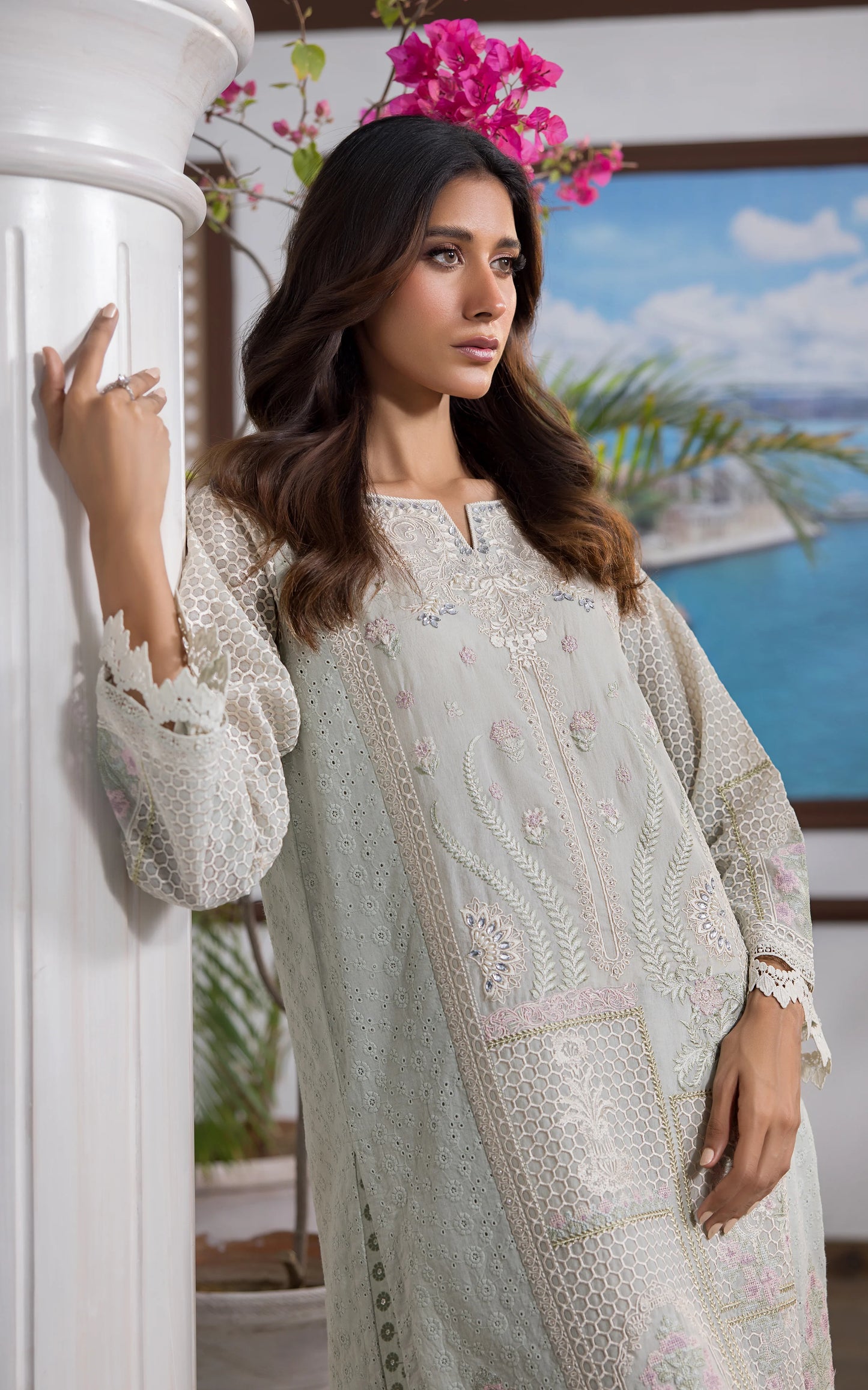 THREADS AND MOTIFS - Mint Chikan Lawn