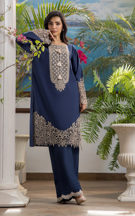 THREADS AND MOTIFS - Navy Blue Cutwork