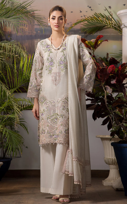 THREADS AND MOTIFS - Pink Embroidered 3pcs Suit
