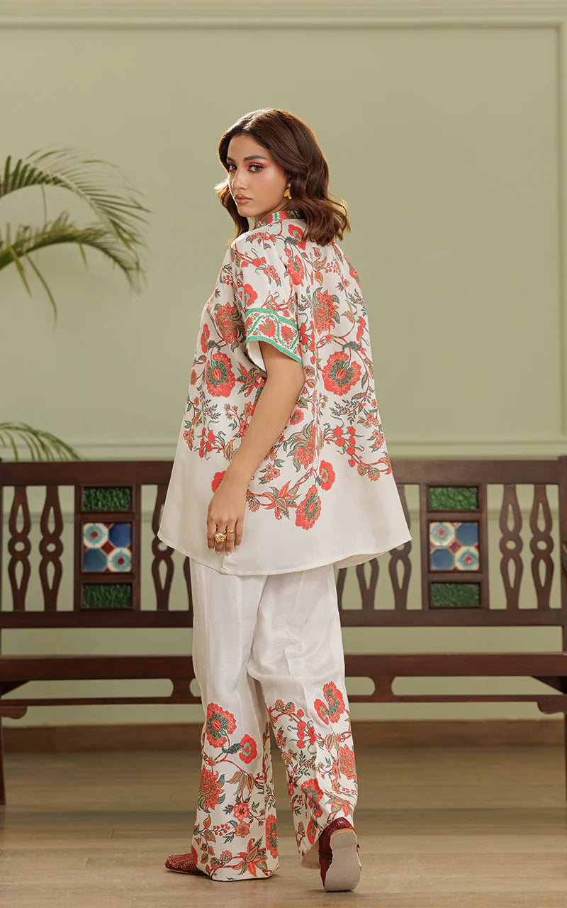 THREADS AND MOTIFS - Orange Floral 2pc  Suit