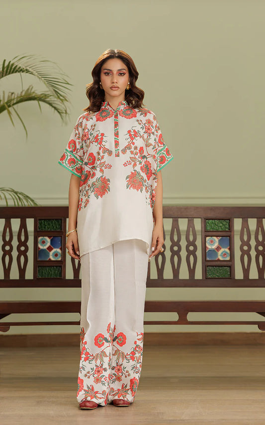 THREADS AND MOTIFS - Orange Floral 2pc  Suit