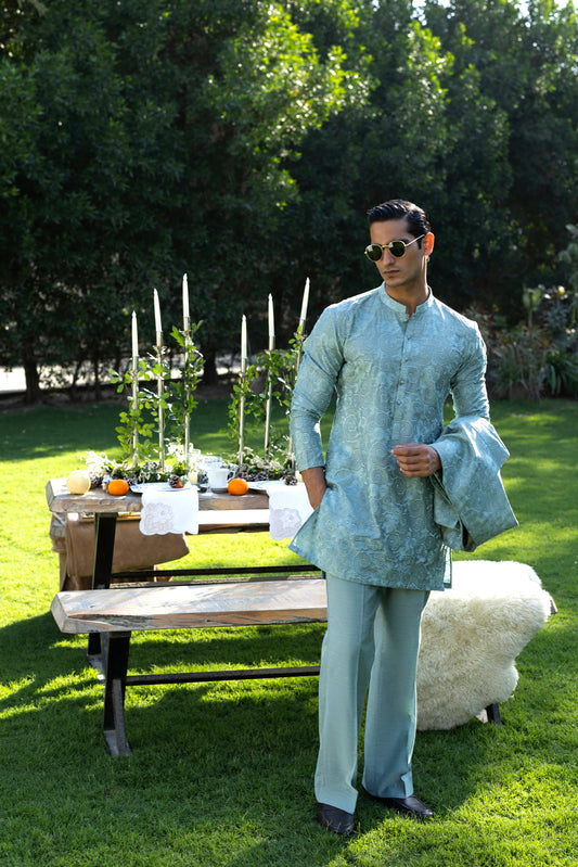 HUMAYUN ALAMGIR (MENSWEAR) - Mint Green KP Poolkari