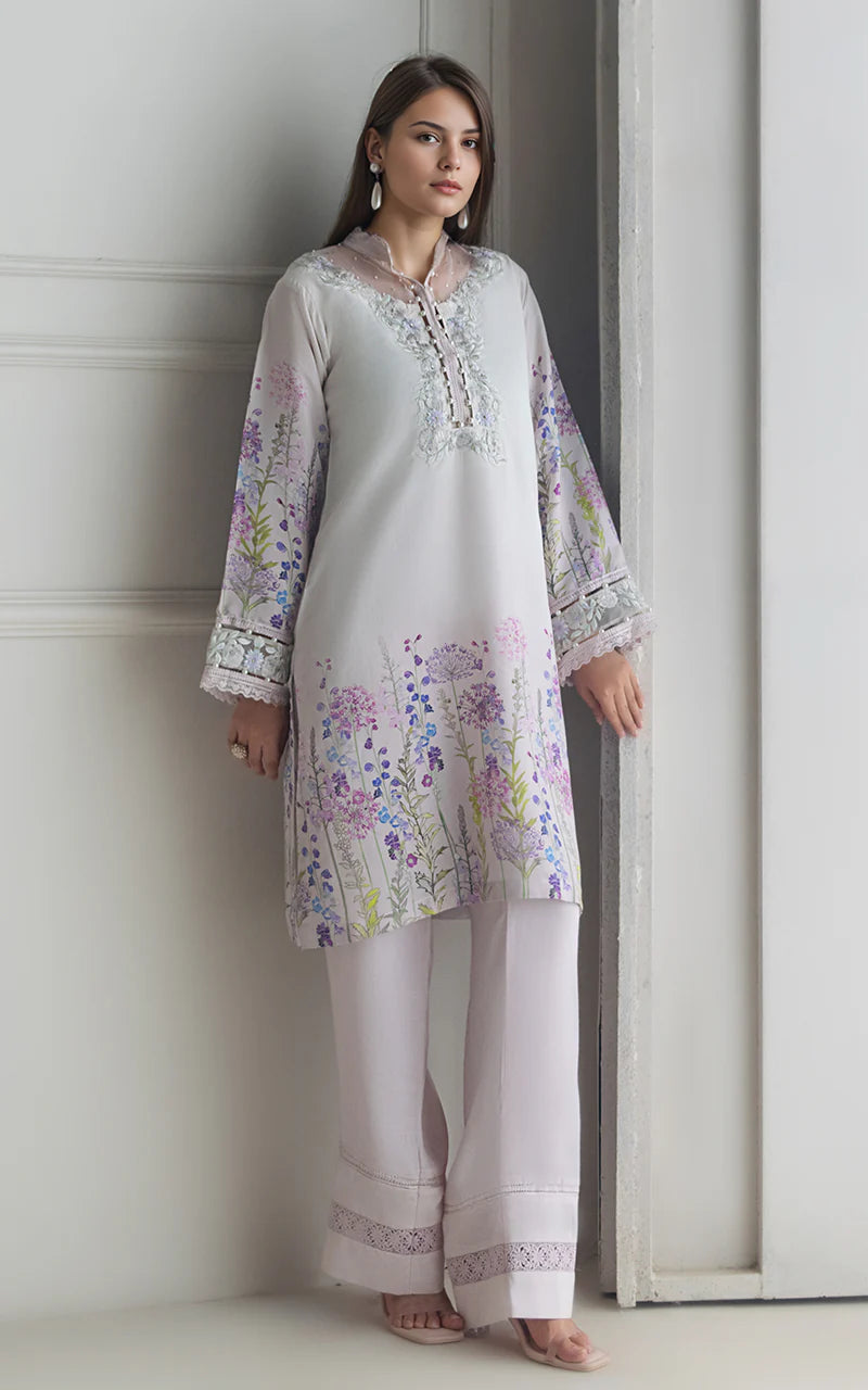THREADS AND MOTIFS - Offwhite Lilac Print Kurta