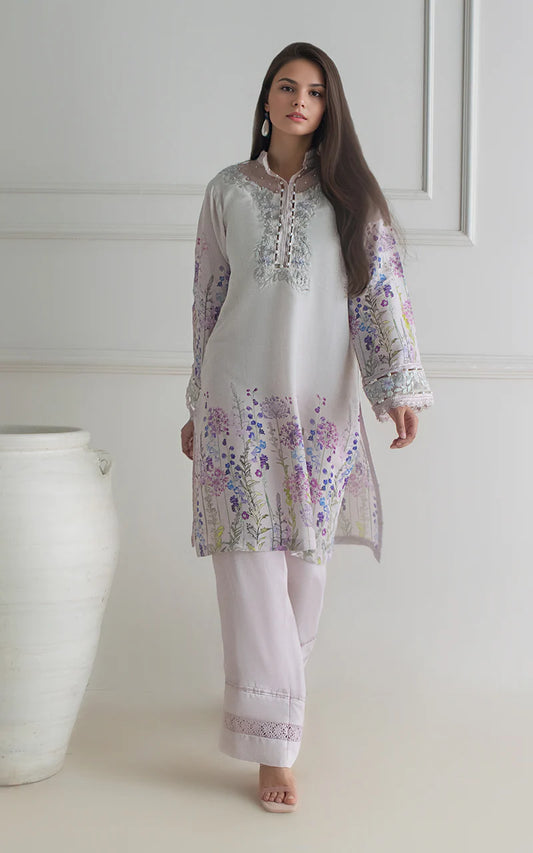 THREADS AND MOTIFS - Offwhite Lilac Print Kurta
