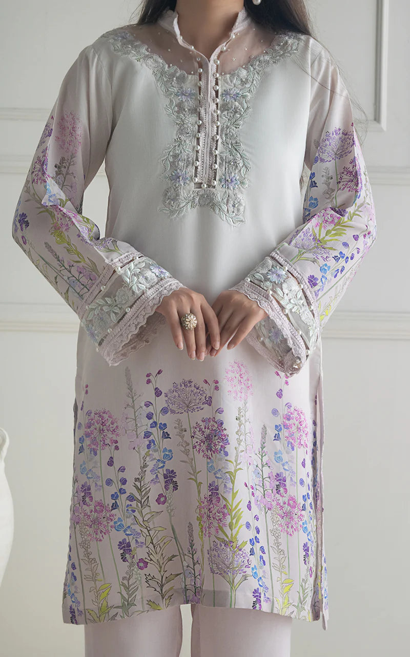 THREADS AND MOTIFS - Offwhite Lilac Print Kurta