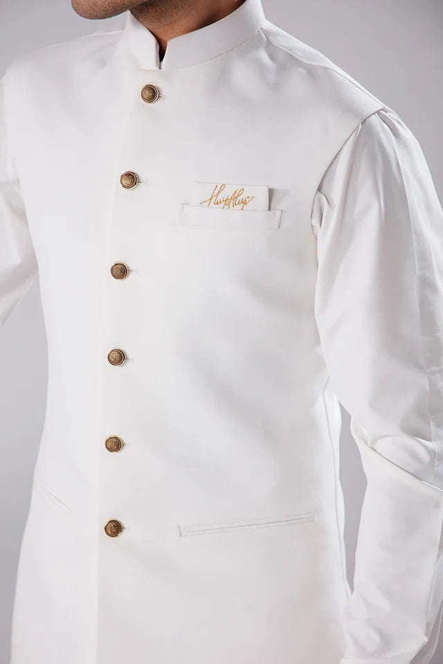 HUMAYUN ALAMGIR (MENSWEAR)-White armani waist coat