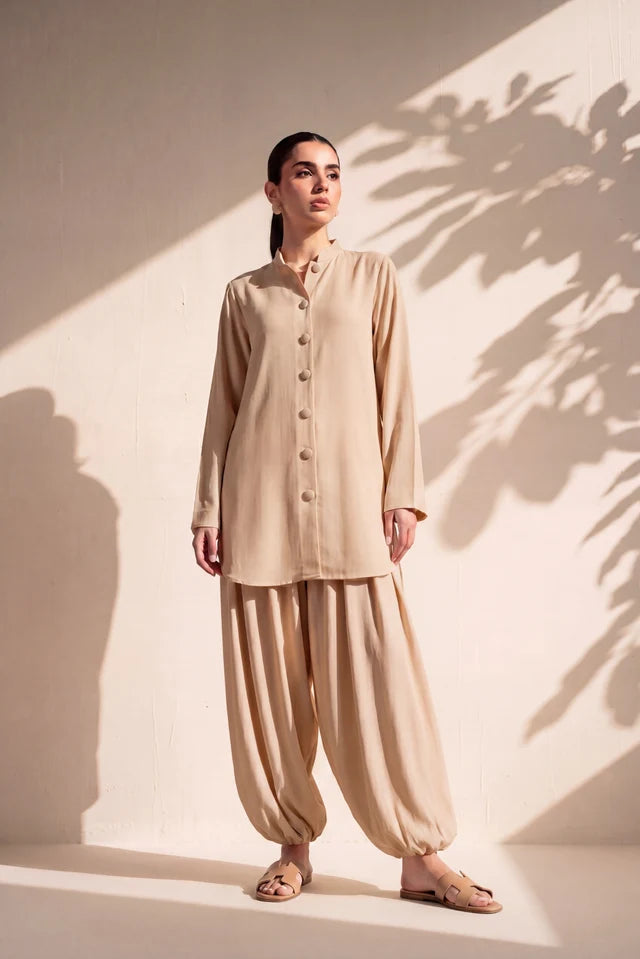 HUMAYUN ALAMGIR WOMENSWEAR-Beige ballon coords