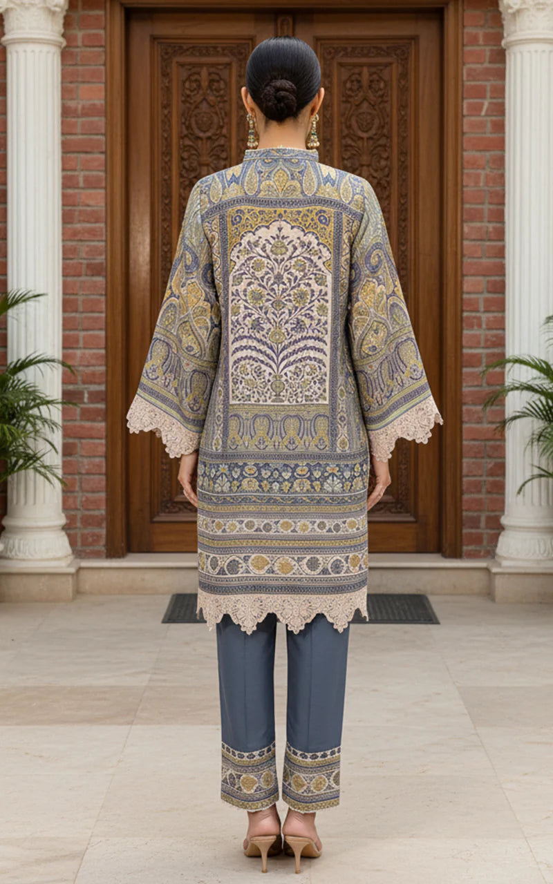 THREADS AND MOTIFS - Navy Blue Printed