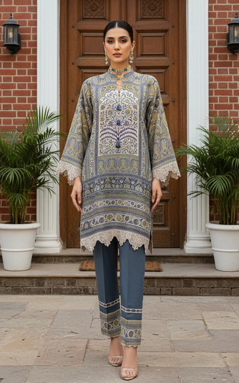 THREADS AND MOTIFS - Navy Blue Printed