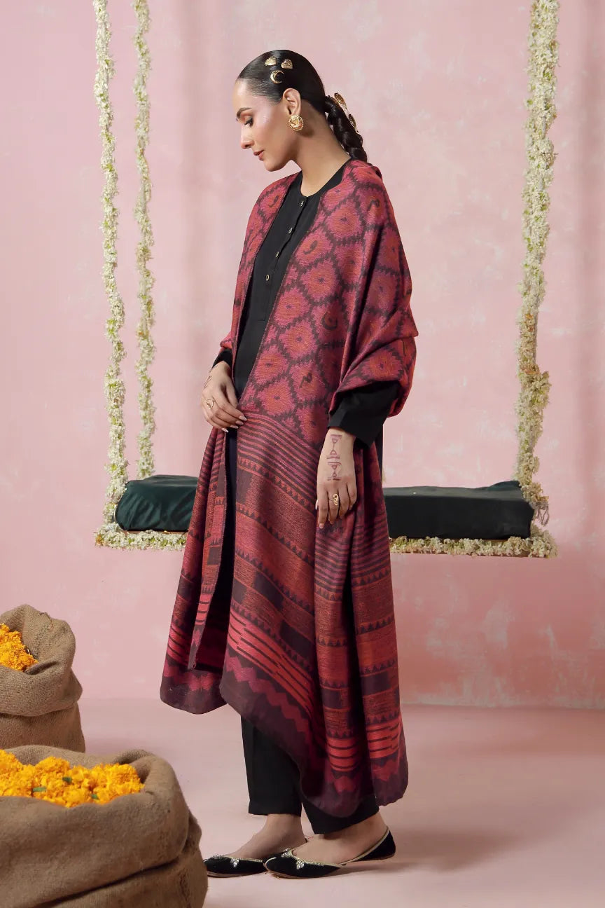 MANTO -Parwana Maroon Shawl only