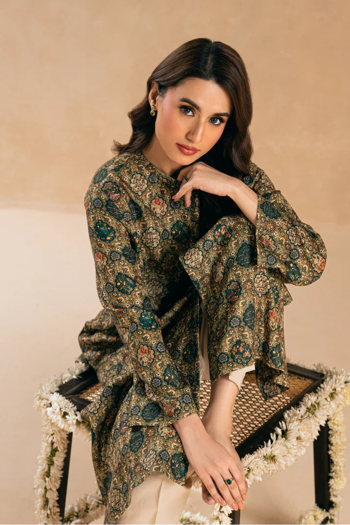 MANTO-Naseeb kurta Printed Green