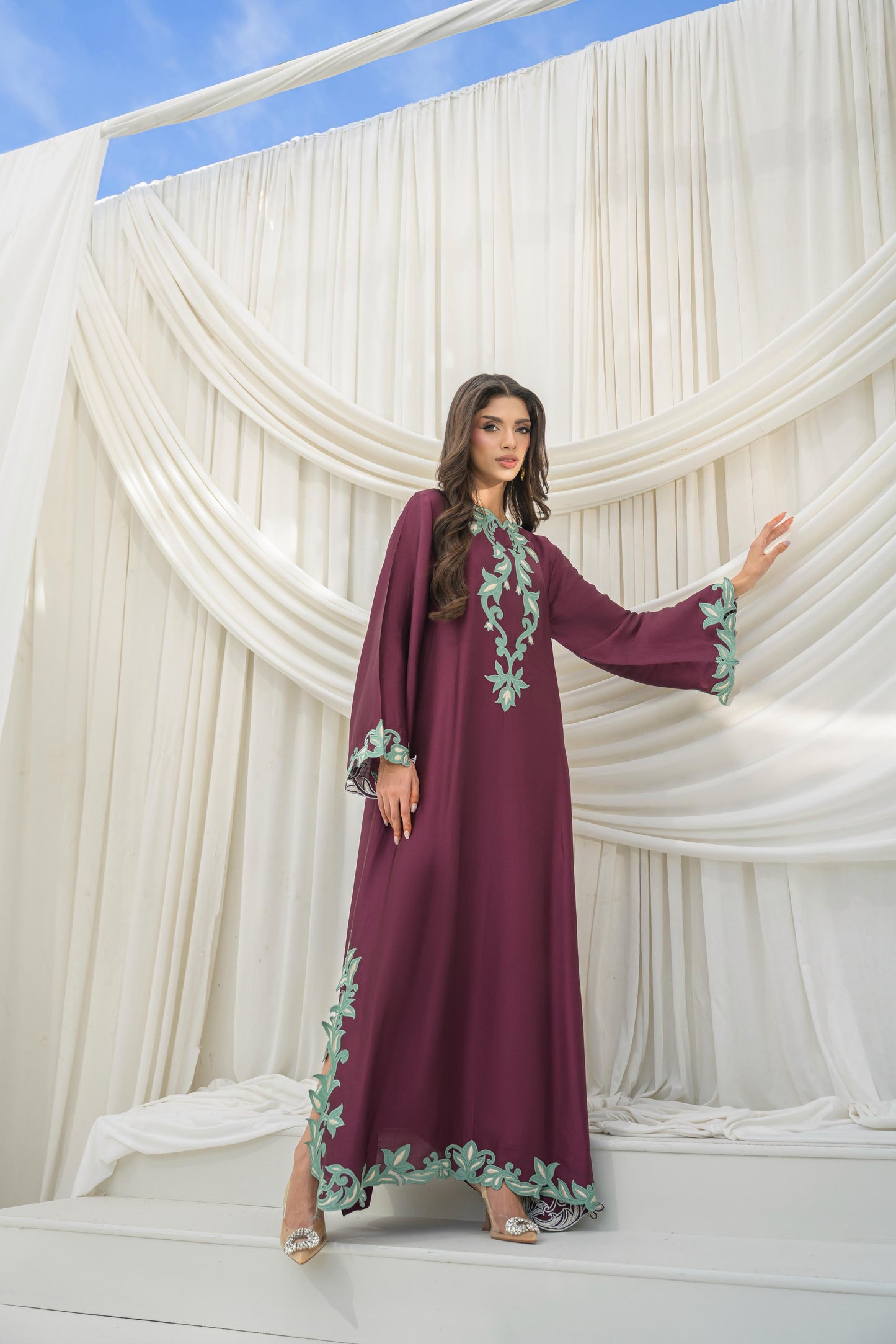 AMNA IQBAL - Plum Eva Kaftan
