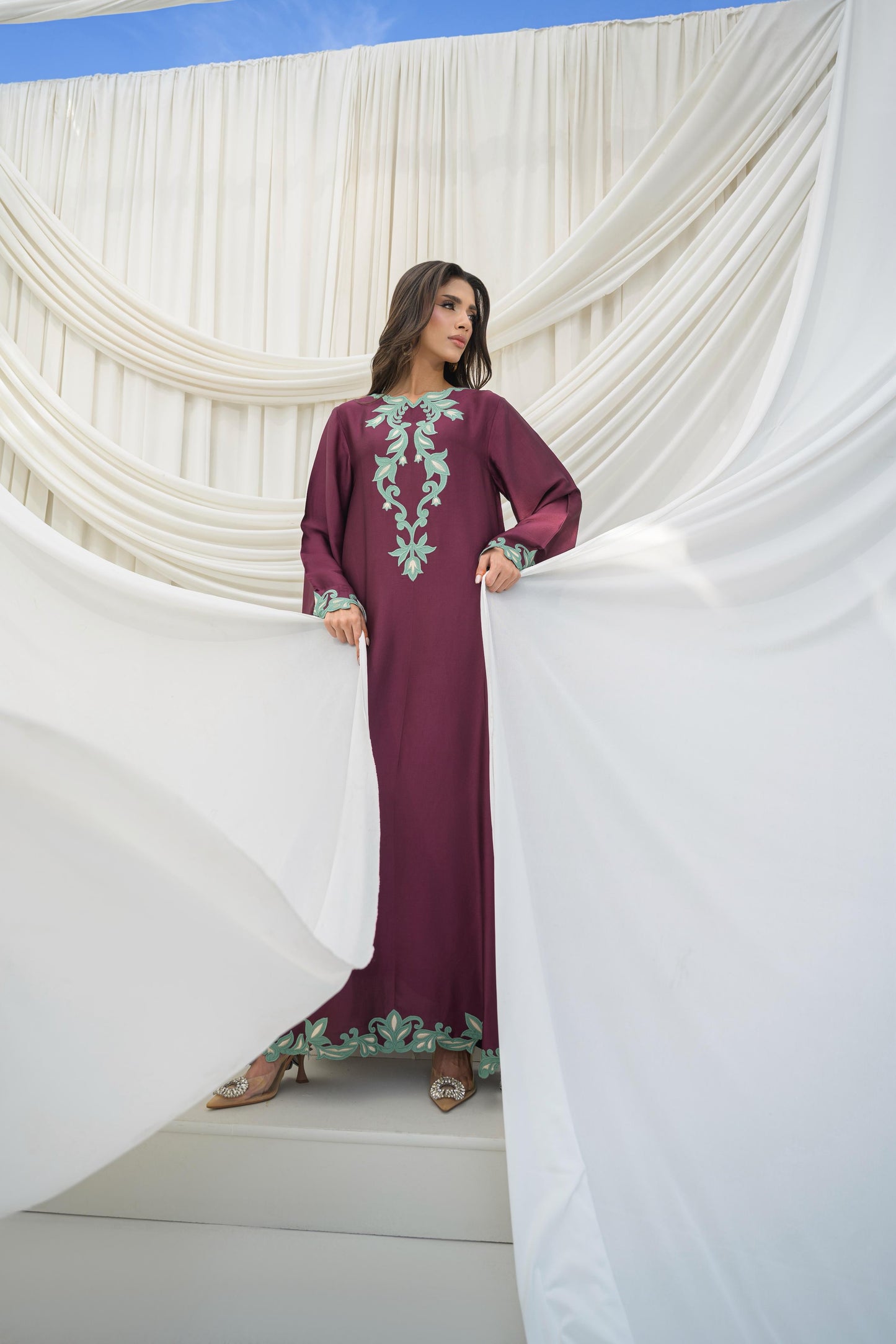 AMNA IQBAL - Plum Eva Kaftan