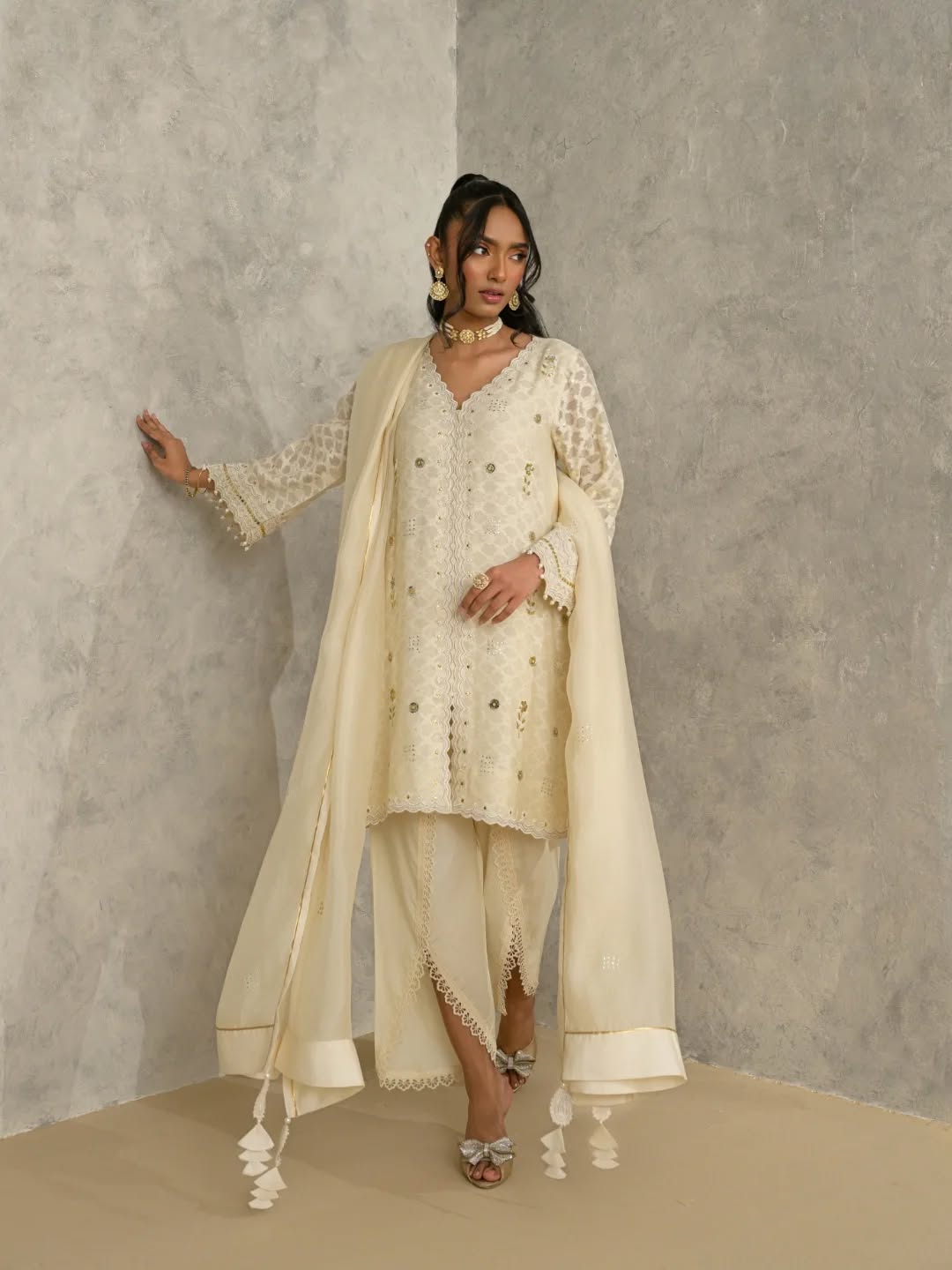 KOMAL LAKHANI - Ivory Khadi net