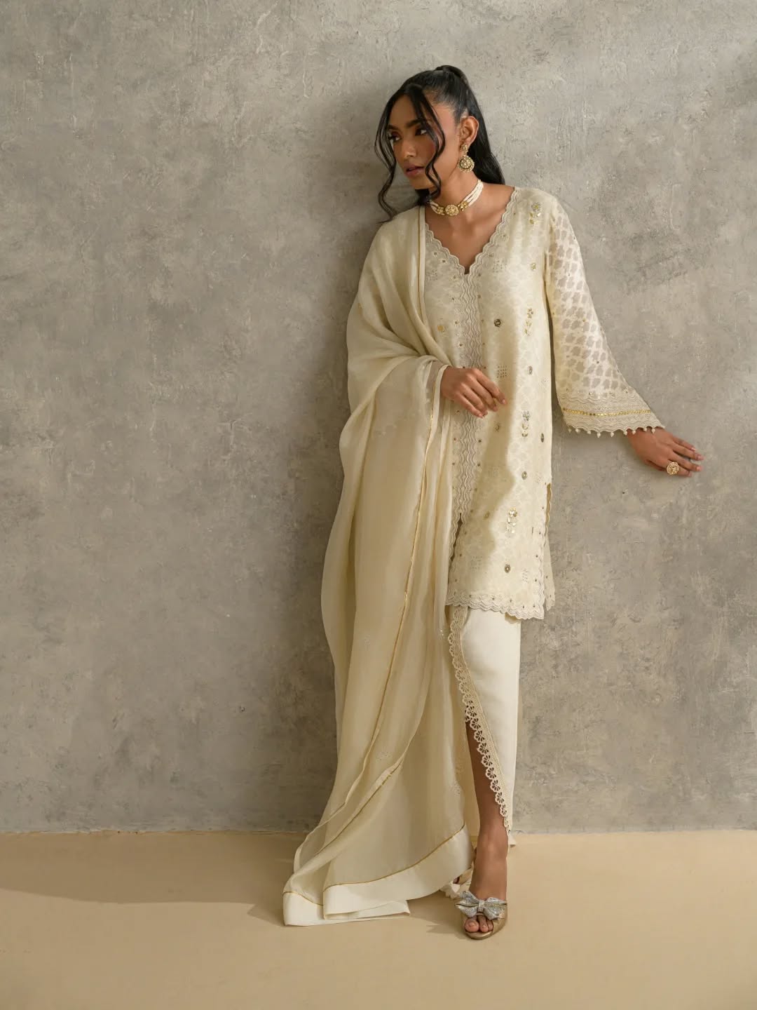 KOMAL LAKHANI - Ivory Khadi net
