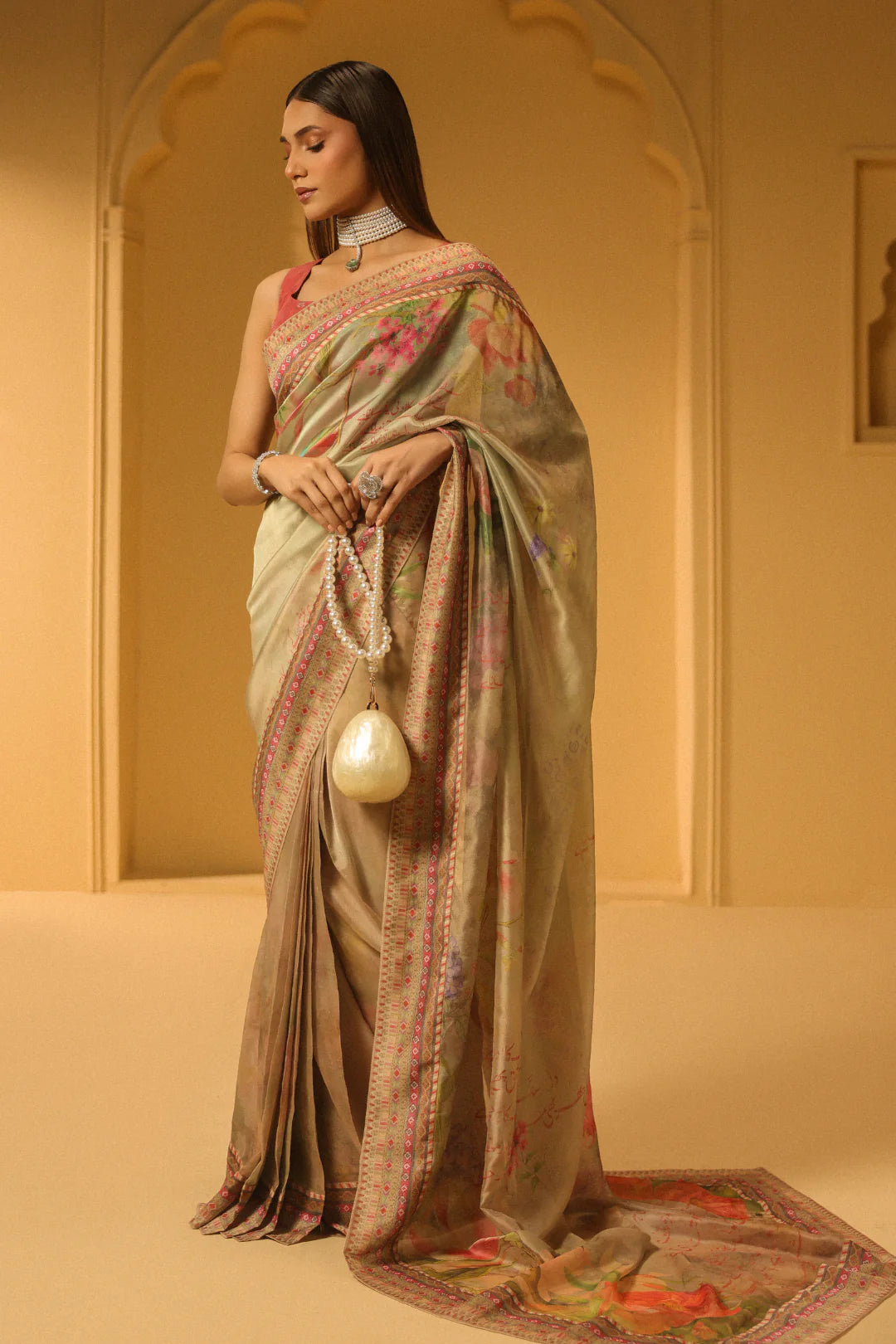 MANTO  - Mehru Dress Saree Beige