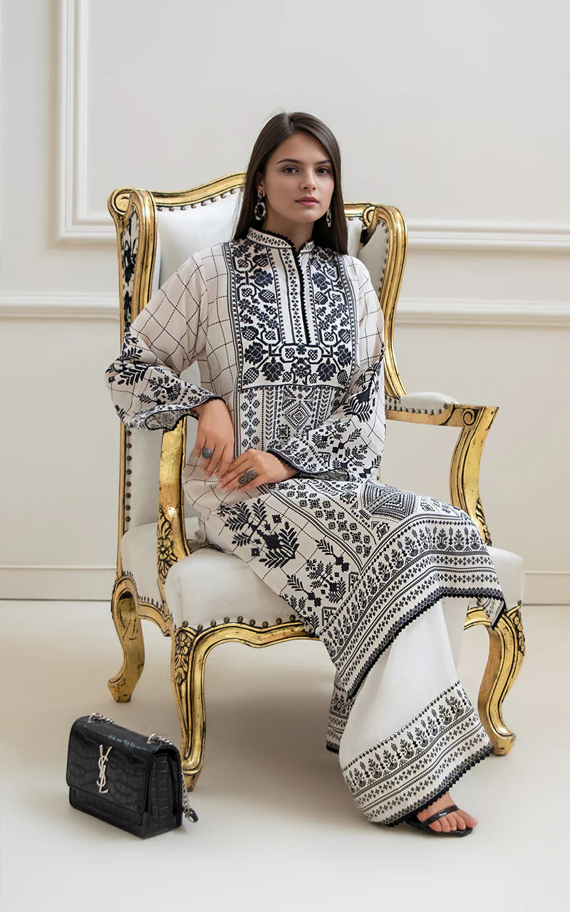 THREADS AND MOTIFS - Black and White Digital Print