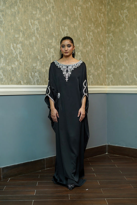 ASHJAIN SAFWAN - Black Silk Kaftan