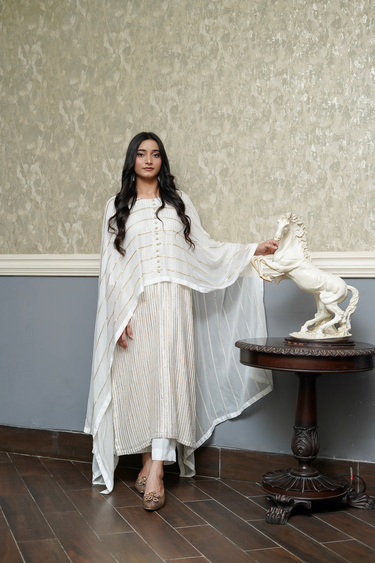 ASHJAIN SAFWAN - White with attached Cape