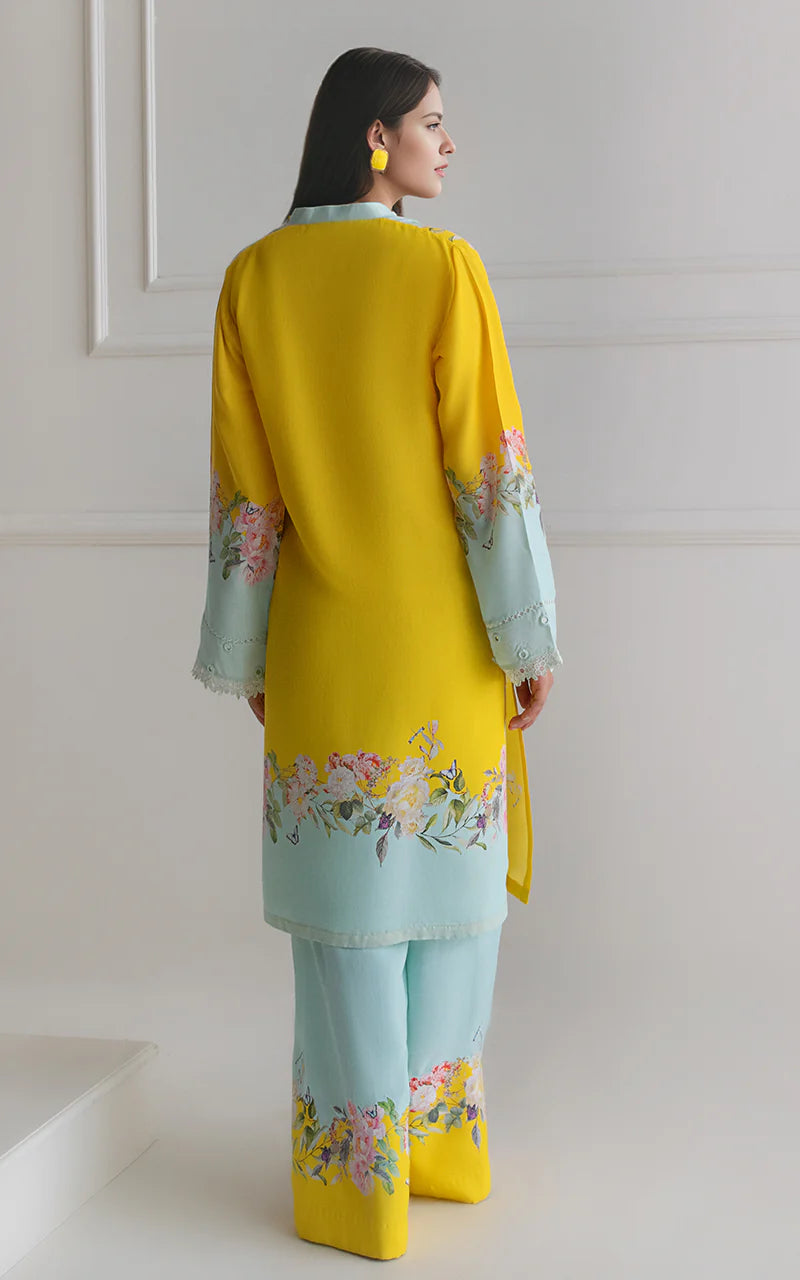THREADS AND MOTIFS - Mint Green and Yellow Printed