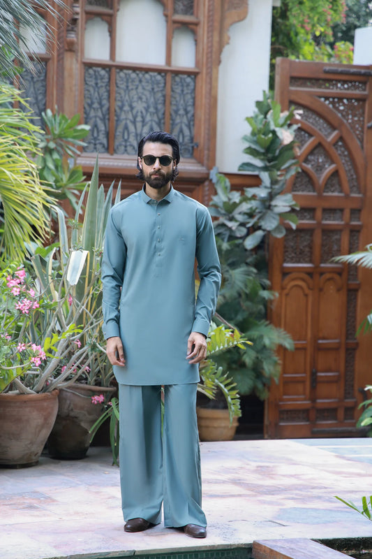 HUMAYUN ALAMGIR MENSWEAR - Mint Green Kurta Farshi Pajama