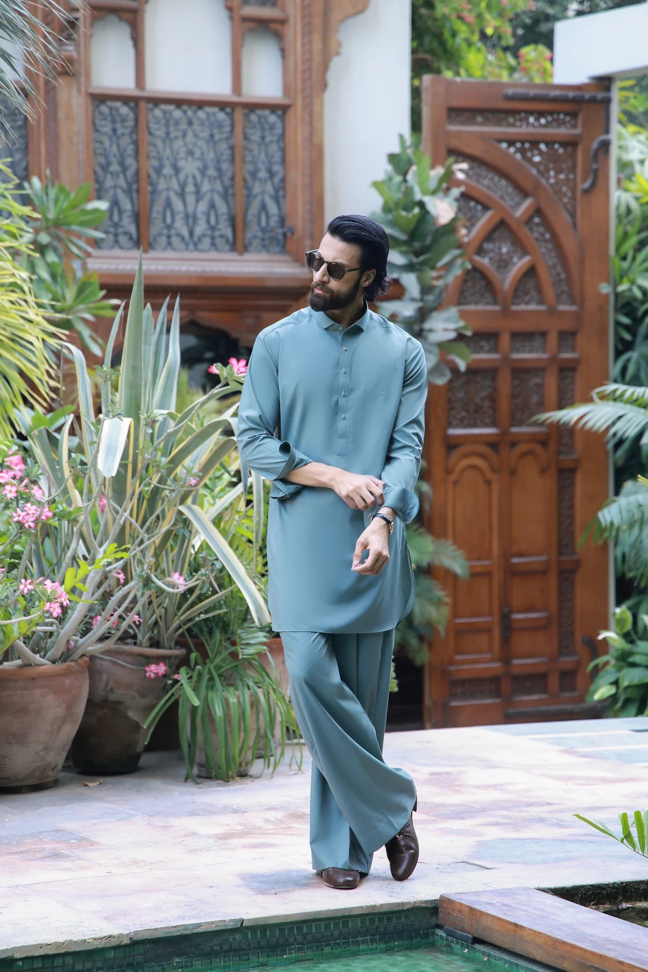 HUMAYUN ALAMGIR MENSWEAR - Mint Green Kurta Farshi Pajama
