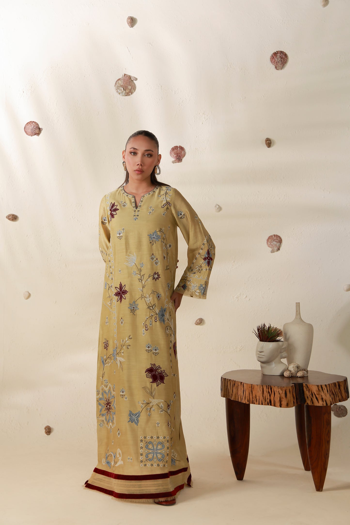 ZURI BY ZAINAB - Mustard  with Red