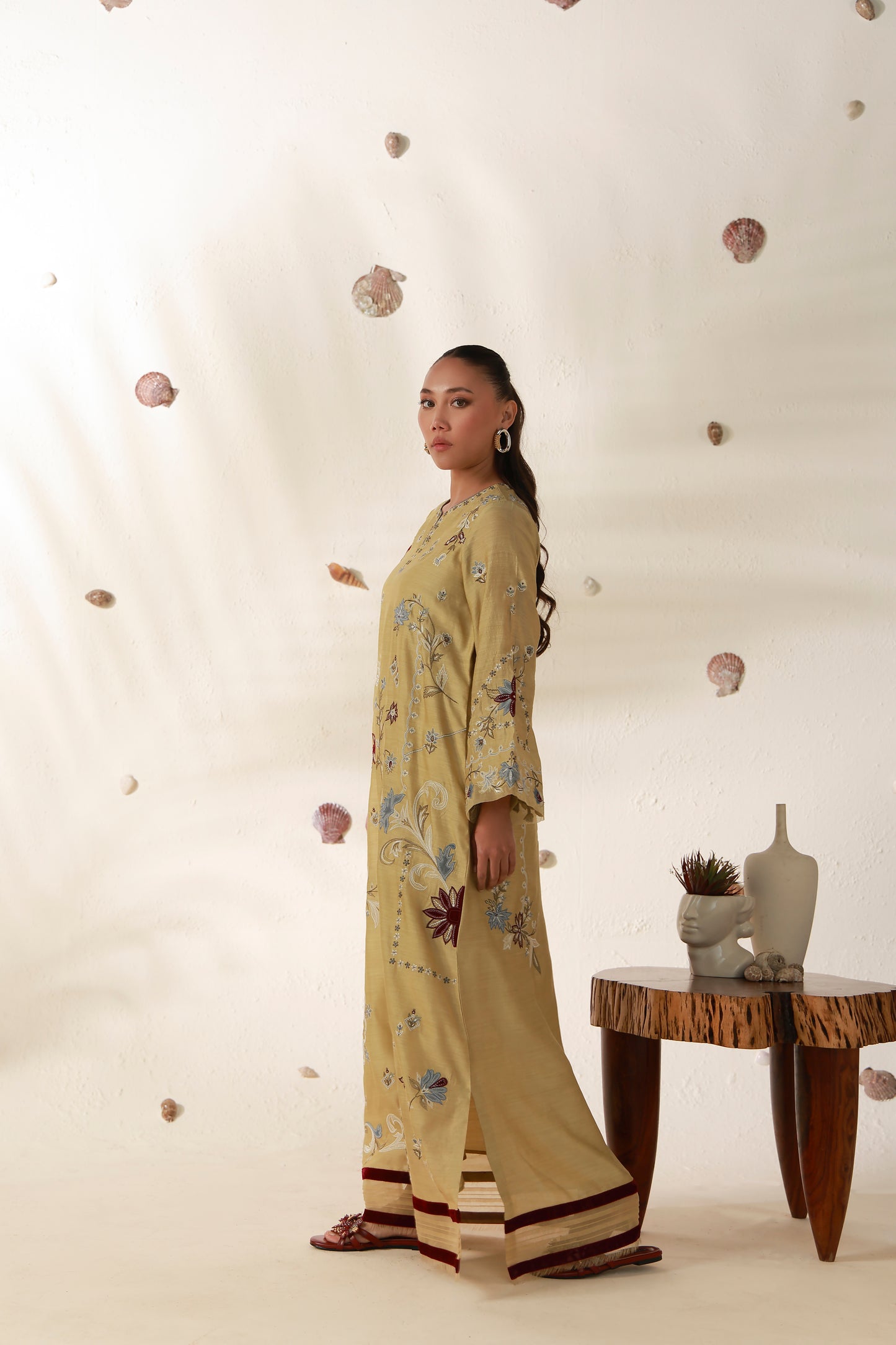 ZURI BY ZAINAB - Mustard  with Red