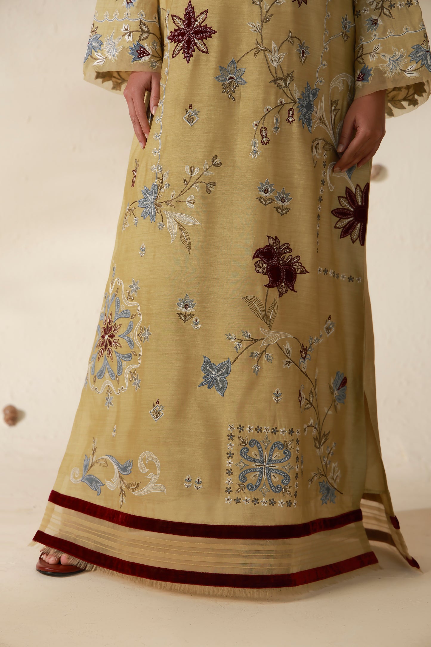 ZURI BY ZAINAB - Mustard  with Red