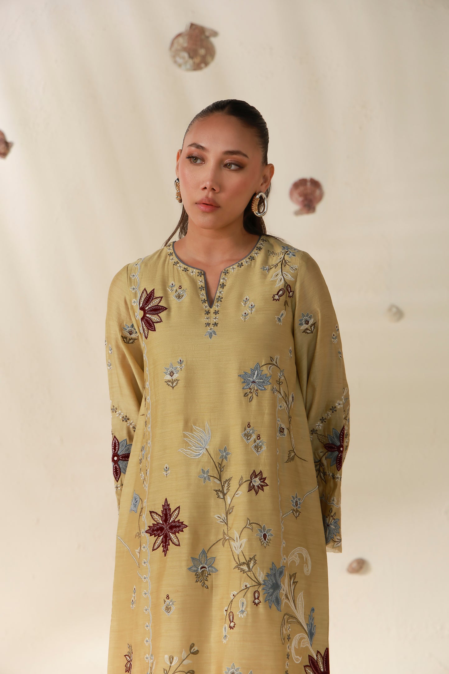 ZURI BY ZAINAB - Mustard  with Red