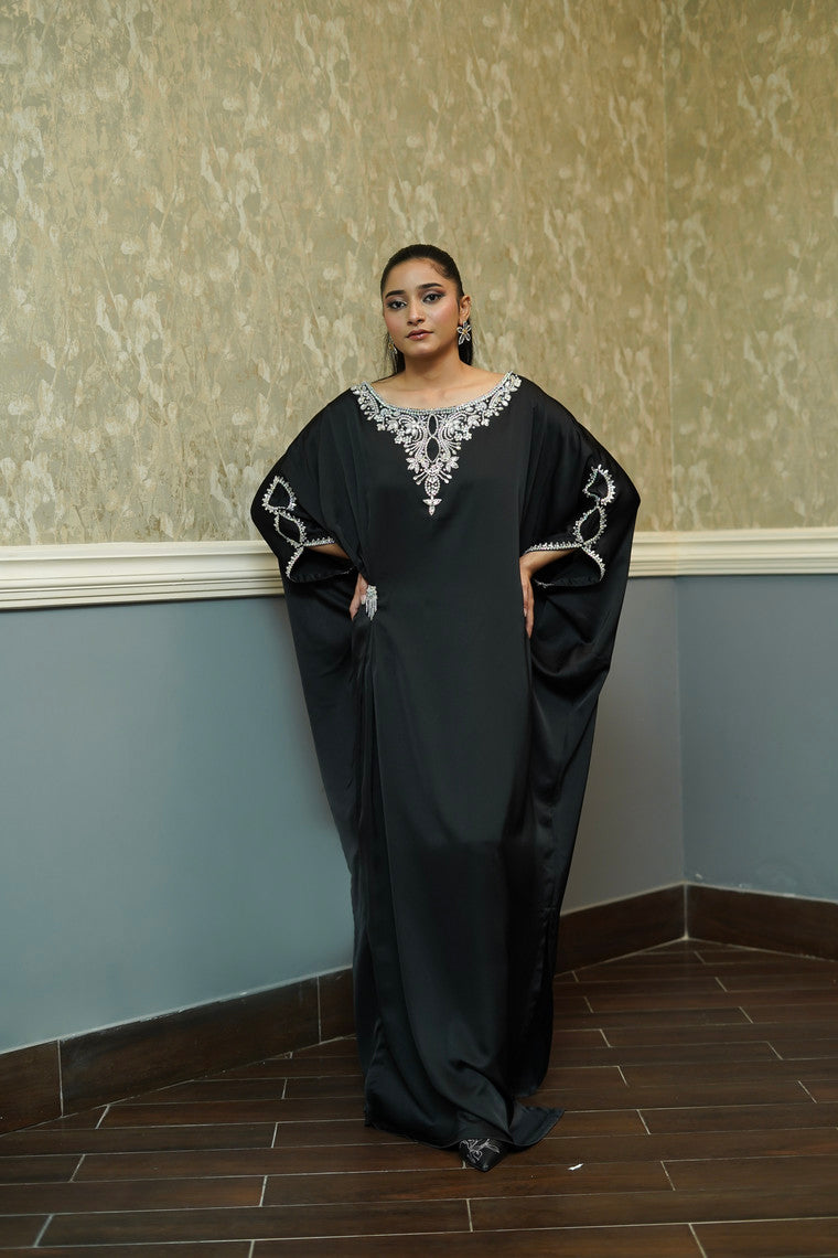 ASHJAIN SAFWAN - Black Silk Kaftan