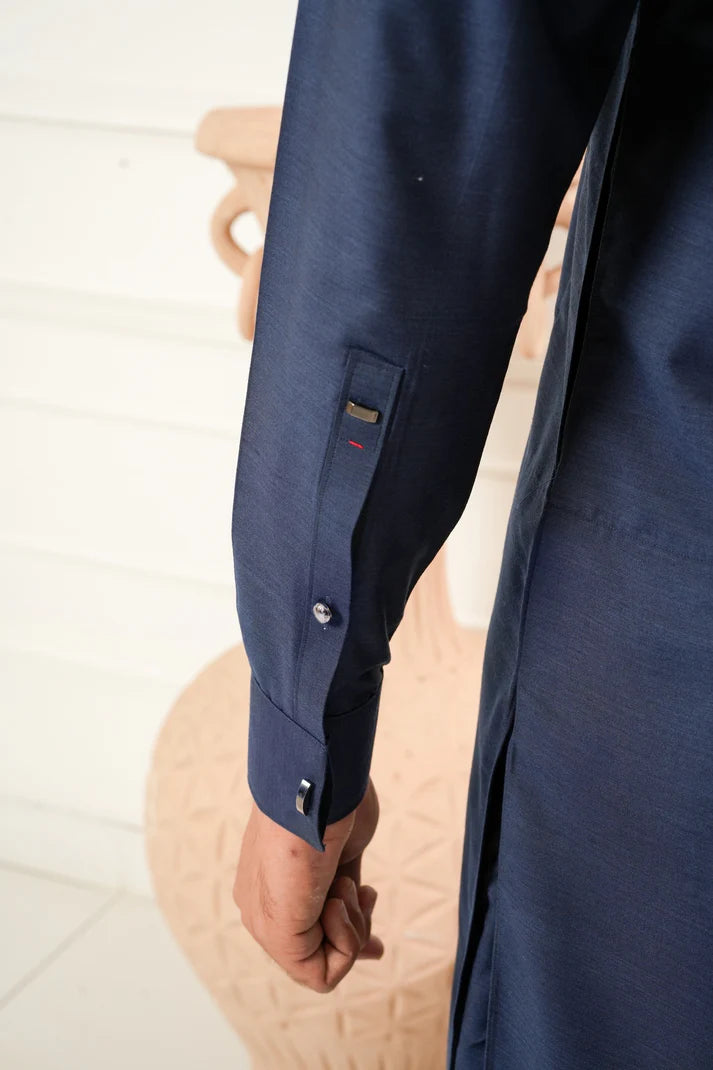 KUNZUL CHANNAR ( MENSWEAR ) - Navy Blue Farshi Shalwar Kameez