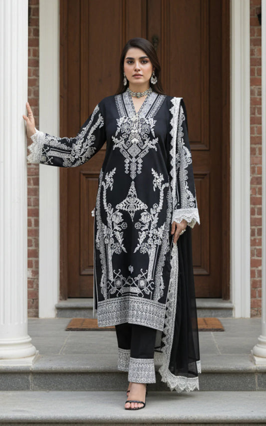 THREADS AND MOTIFS - Black with Aari work