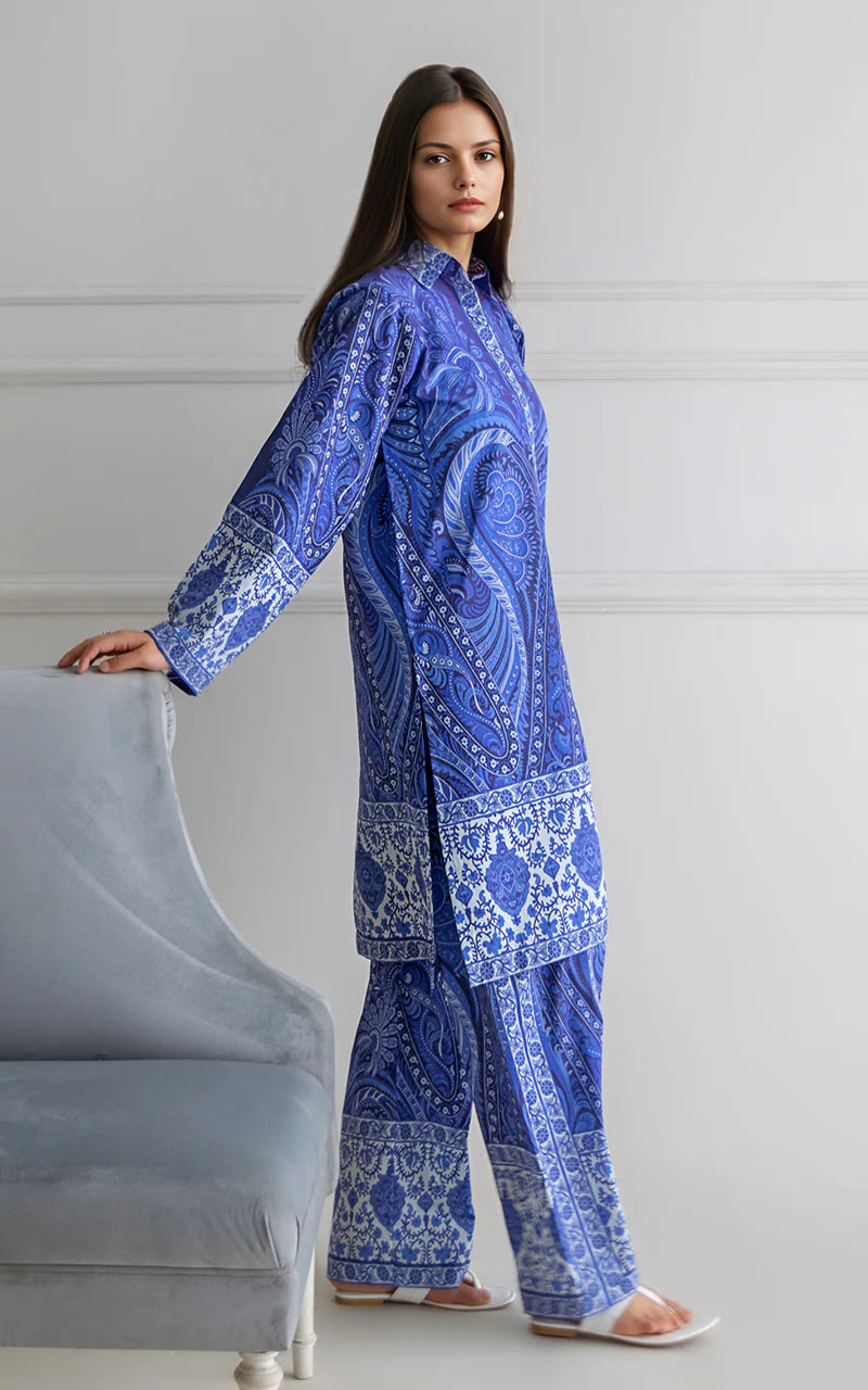THREADS AND MOTIFS - Blue Printed Coord Set