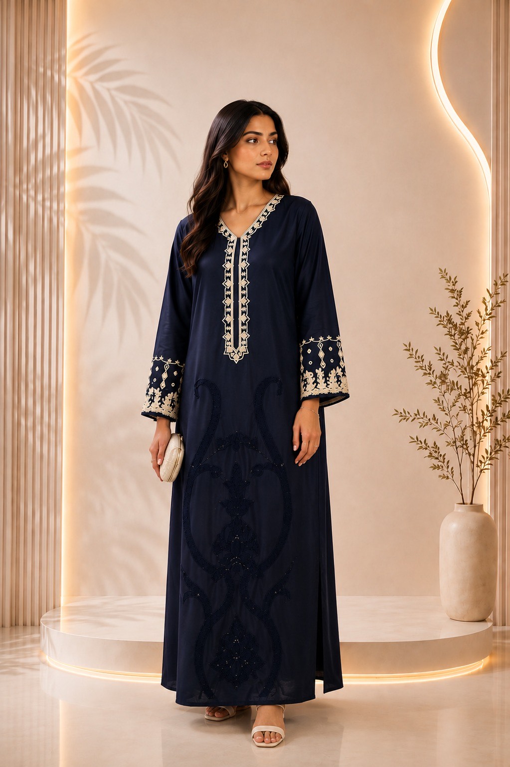 HUMAYUN ALAMGIR WOMENSWEAR -Blue moutarde kaftan