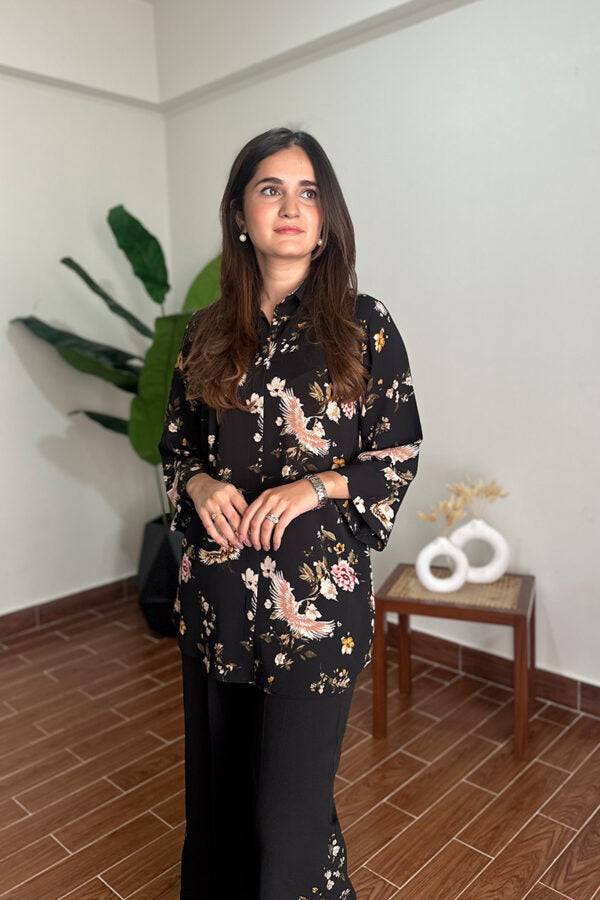 AMNA IQBAL - Black Printed Coord Set