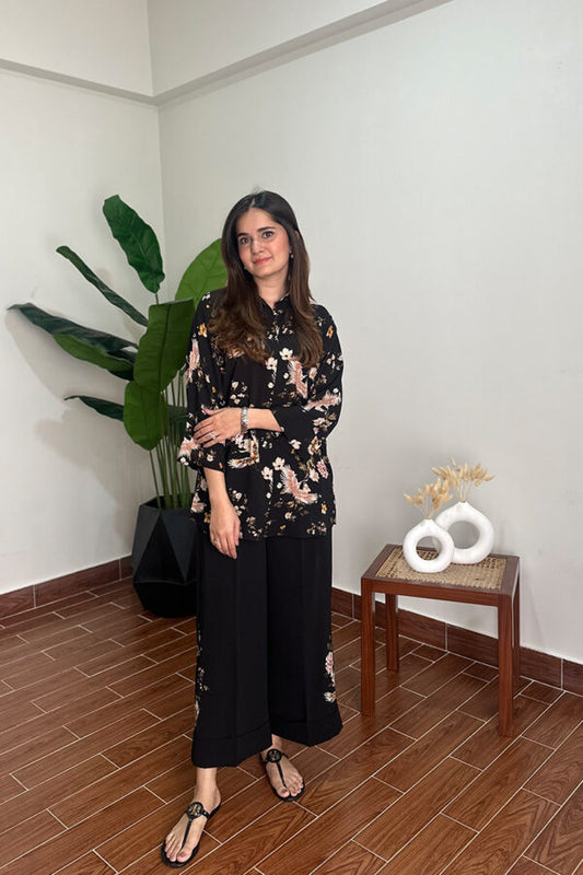 AMNA IQBAL - Black Printed Coord Set