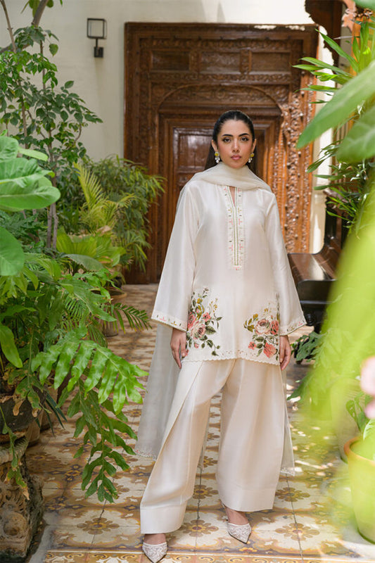AMNA IQBAL - Creme Floral (Farshi Shalwar)